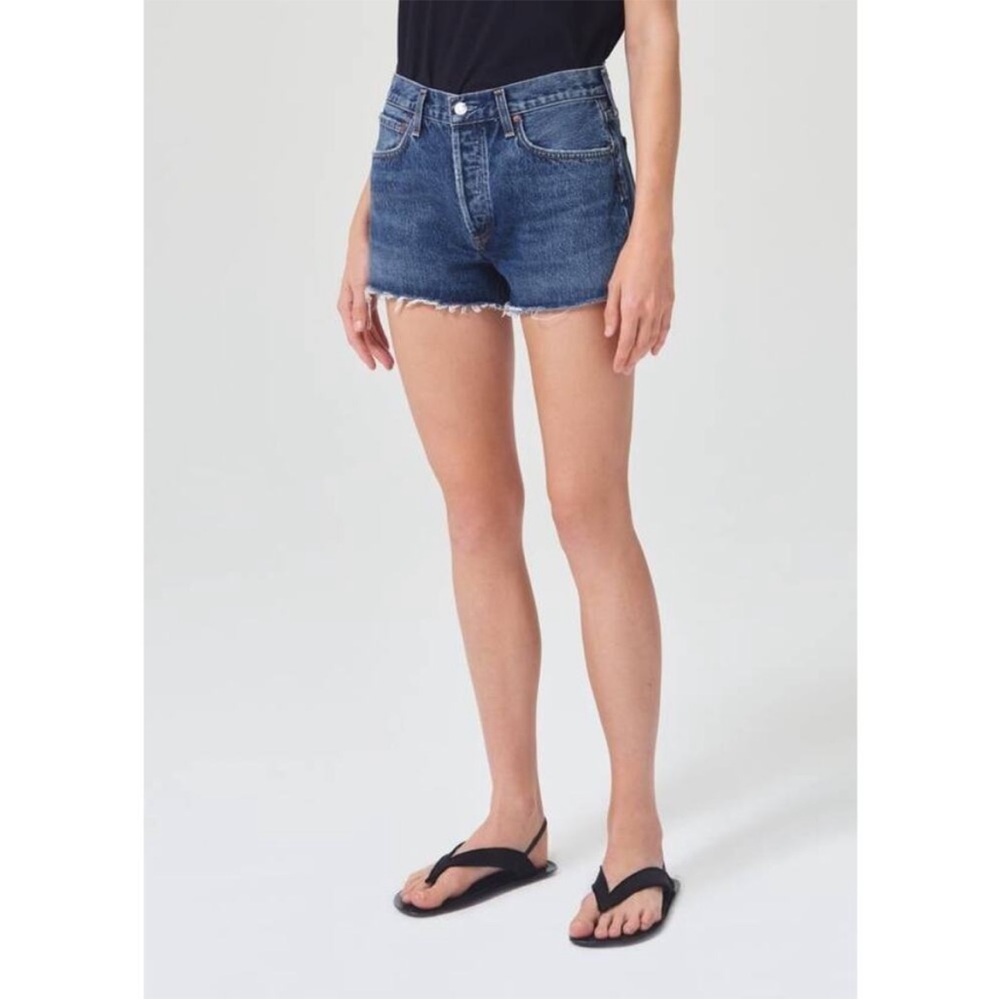 AGOLDE parker vintage cut off shorts caution dark wash denim jorts size 28 - Picture 3 of 16